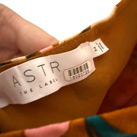 ASTR Talitha Rust Floral Print Halter High Neck Tie Back Cocktail Midi Dress M - Picture 11 of 14